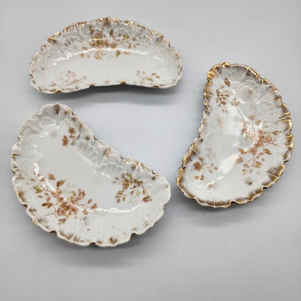 3 Antique Carlsbad L Straus and‎ Sons LS&S Austria Porcelain Bone Plates